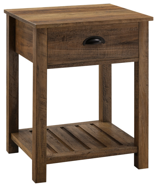 18 Country Single Drawer Side Table, Barnwood End Table With Drawer