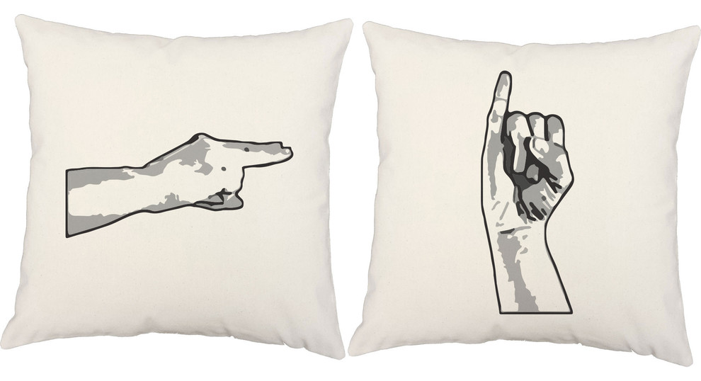 Sign Language Custom Initials Throw Pillows, In/Outdoor Covers Only