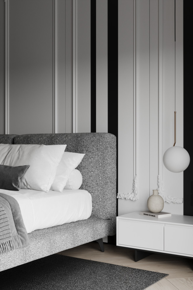 Монохромный интерьер с лёгкими элементами классики