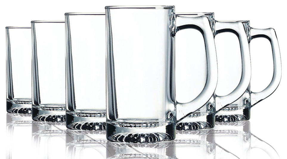 Sport Mug Glasses Fully Colored, 13 oz. Set of 6 Contemporary Beer