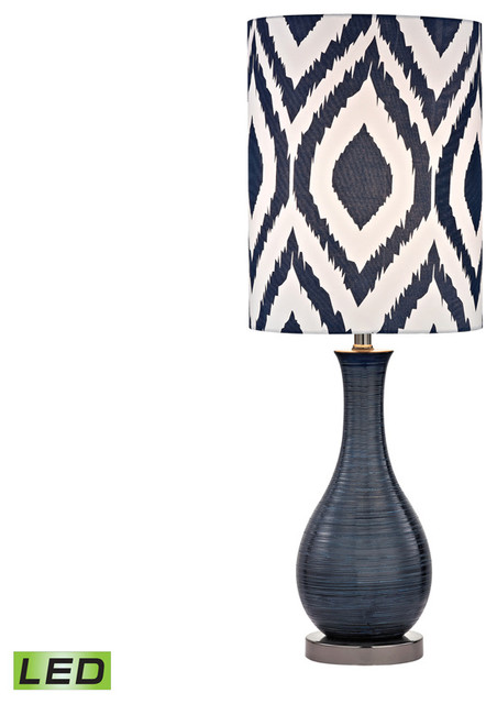 Transitional Black Nickel Ceramic White Faux Silk With Table Lamp