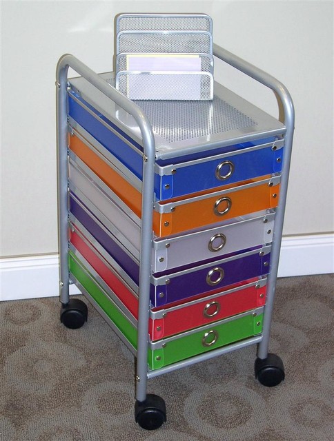 Storage Cart w 6 Multi Colored Drawers