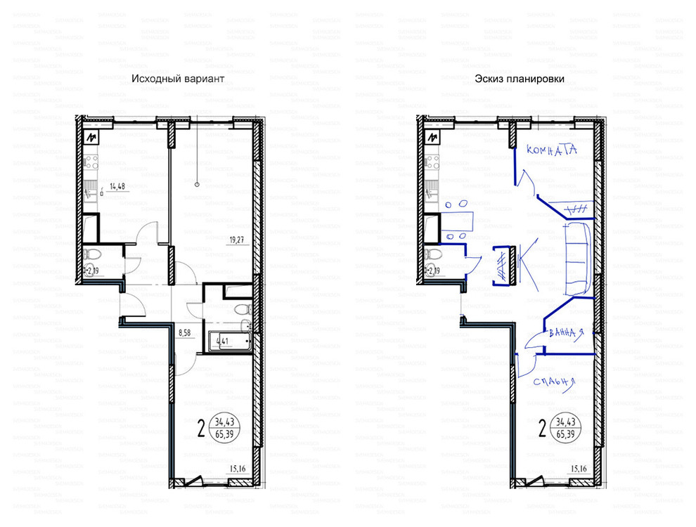 Идеи перепланировки для двухкомнатных квартир