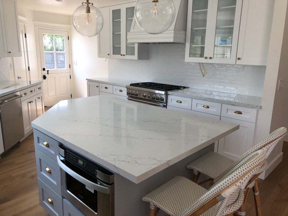 White Carrera Quartz Countertops Kitchen Los Angeles By Cali