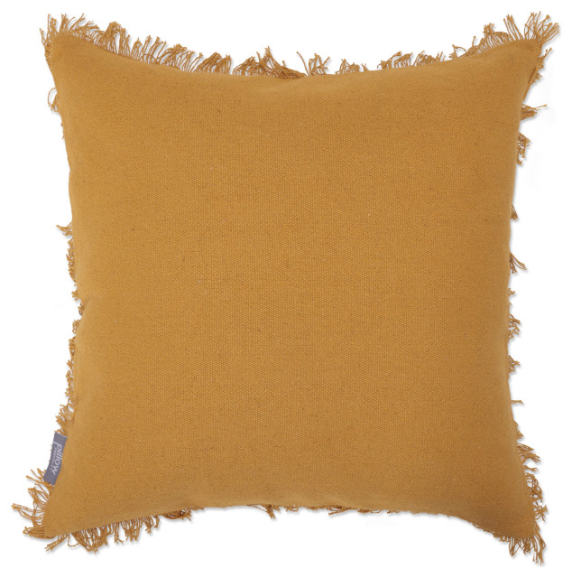 Throw Pillow, Fancy Fringe, Yellow, 20" x 20", 20 in. L X 20 in. W X 5
