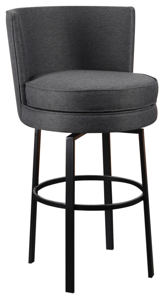 Gray Upholstered Swivel Bar Stool Andrew Martin Povis Transitional Bar Stools And Counter