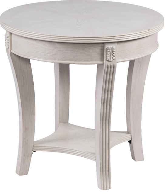 Laverley Traditional Round End Table Whitewash