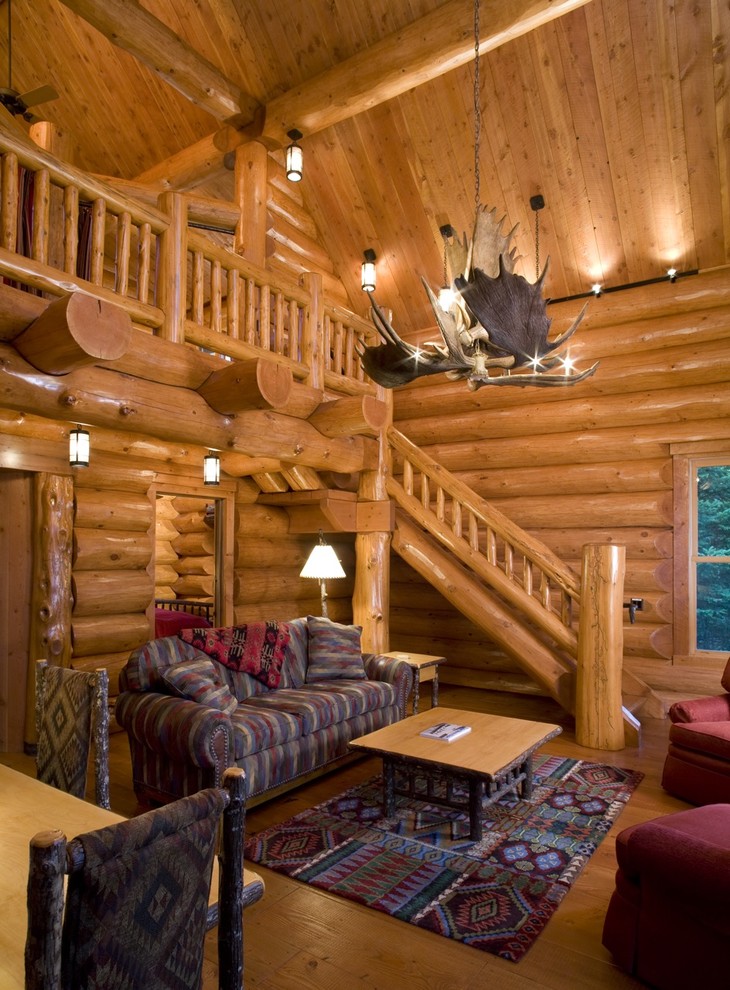 This is an example of a country open concept living room in Minneapolis.
