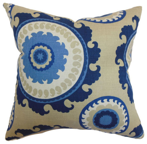 Obyan Geometric Pillow Blue Stone