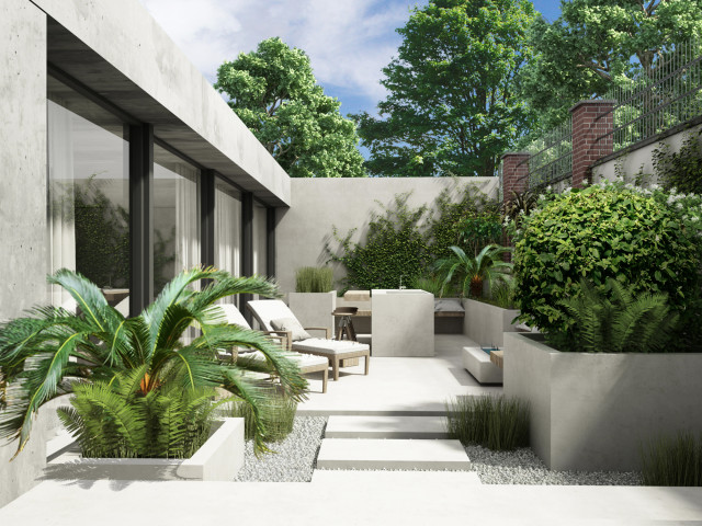 Atriumgestaltung moderno-terraza-y-balcon