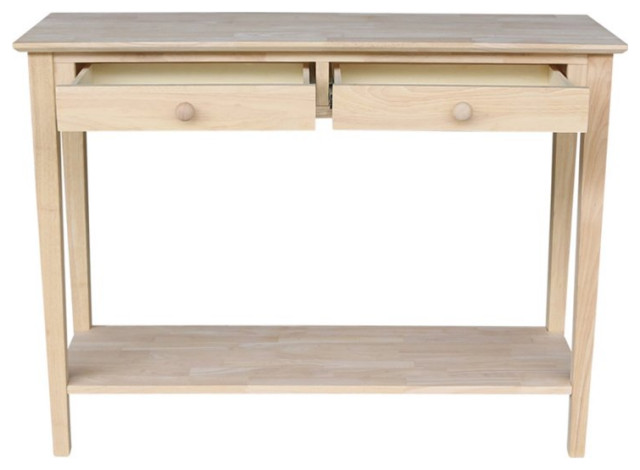 Classic Console Table, Lower Shelf & Upper Drawers With Round Knobs ...