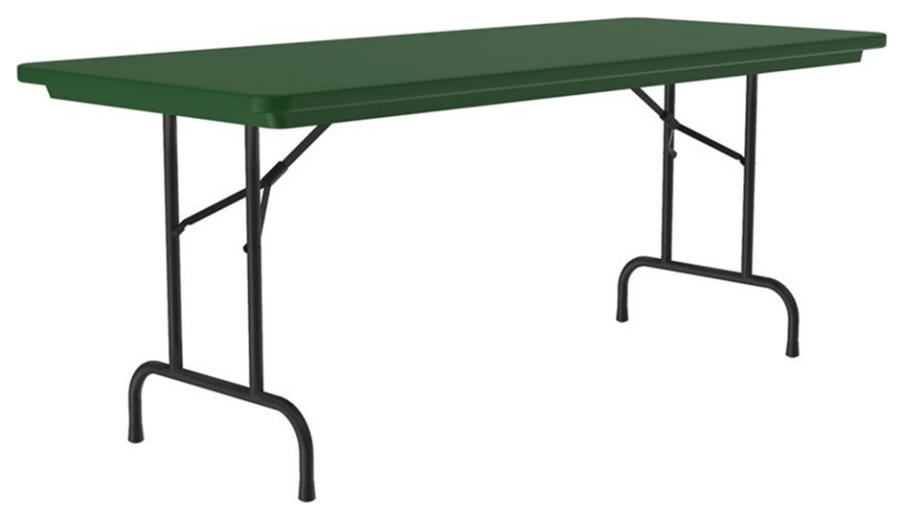Correll 30"W x 60"D Heavy Duty Blow-Molded Plastic Folding Table in Green