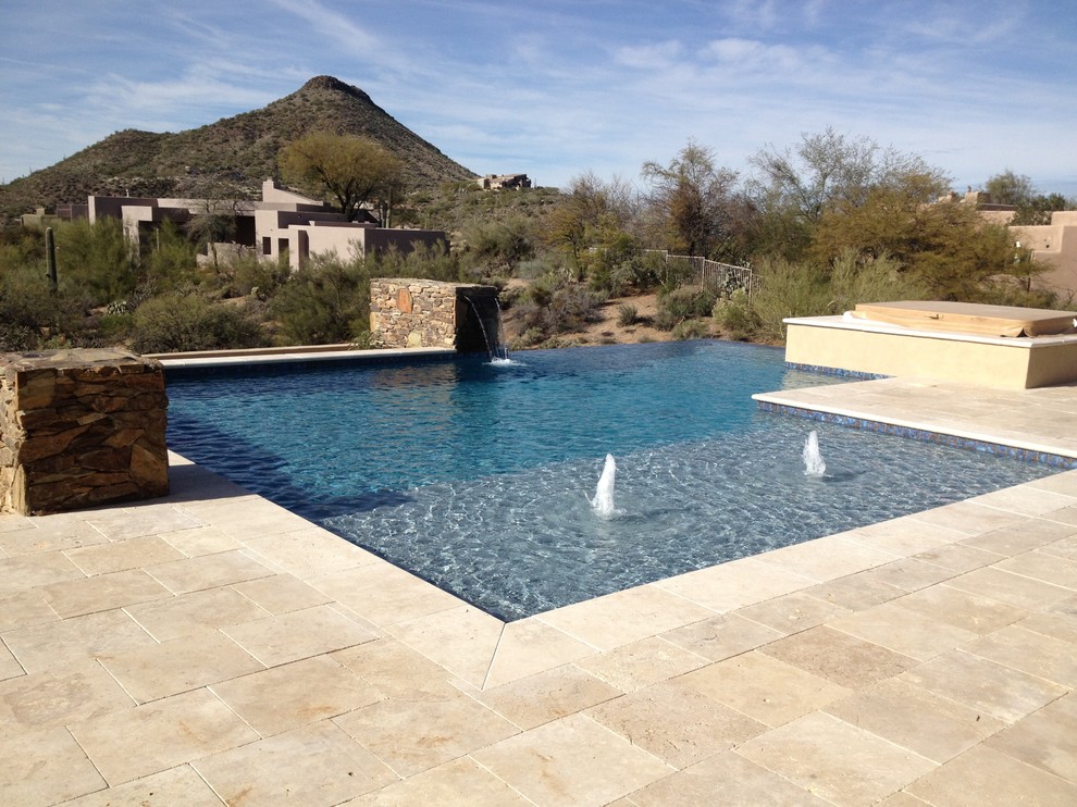 Pool - mid-sized indoor stone and custom-shaped indoor pool idea in Phoenix