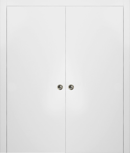 Sliding Double Pocket Closet Doors 48 X 80 With Frames Planum 0010 White Silk