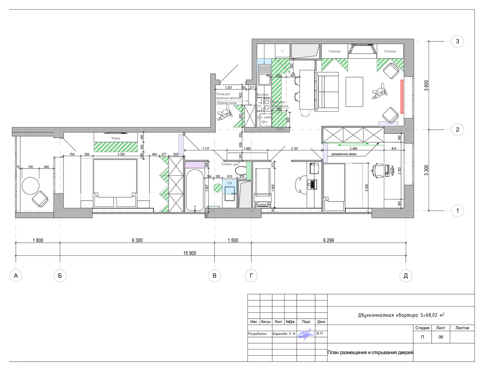Проект 2-х комнатной квартиры для семьи из 3-х человек (проект в разработке)