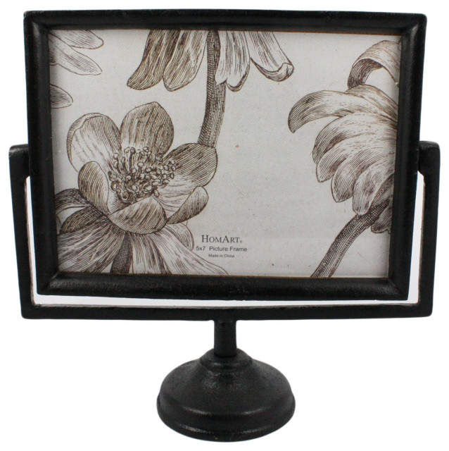 5x7 Jumbo Black Metal Horizontal Pedestal Frame Industrial Picture Frames by UStradeENT