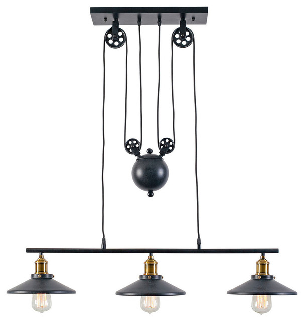Rawley 3 Light Pulley Pendant Industrial Kitchen Island Lighting Rawley 3 Light Pulley Pendant