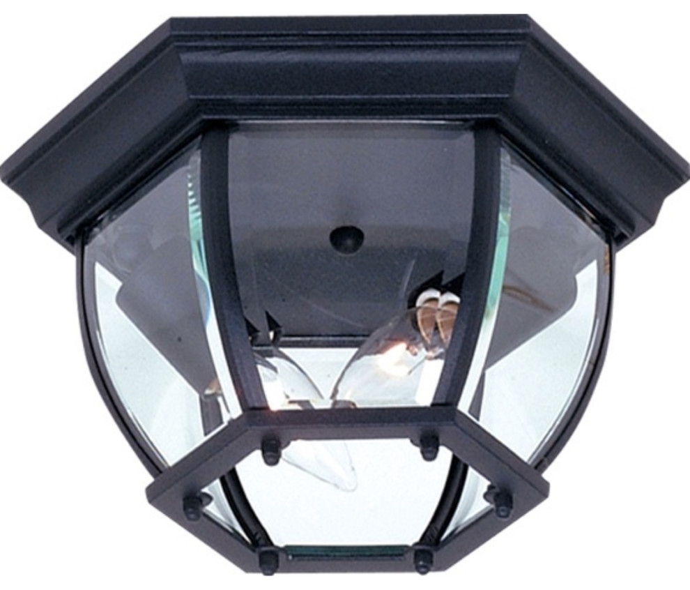 Classico Outdoor Ceiling Light in Black with Clear Glass