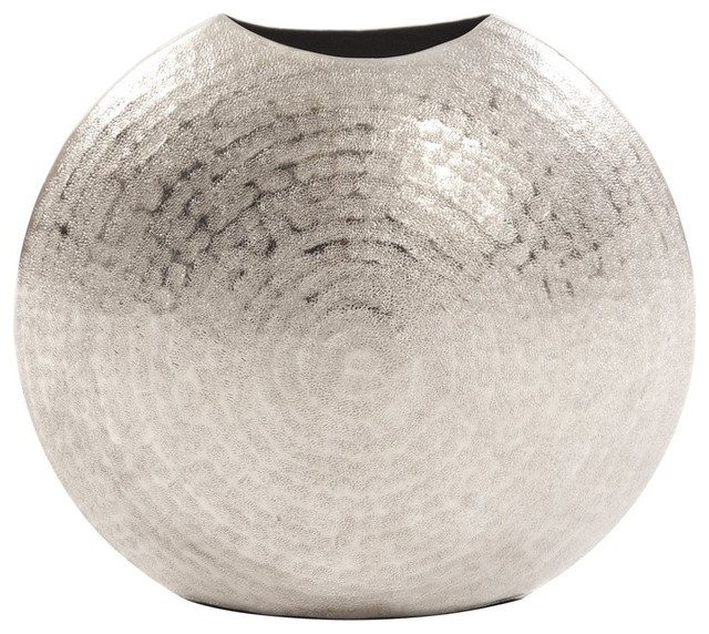 Howard Elliott Frosted Silver Metal Vase Small Contemporary