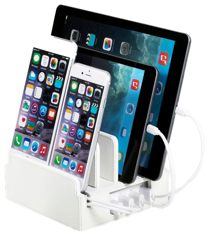 Compact Charging Station With Integrated 4-Port USB - Contemporary