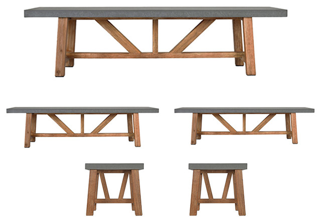 Chilson Outdoor Table and Bench Set, 5 Pieces