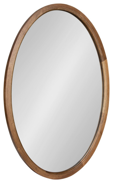 Hogan Oval Framed Wall Mirror, Rustic Brown 24x36