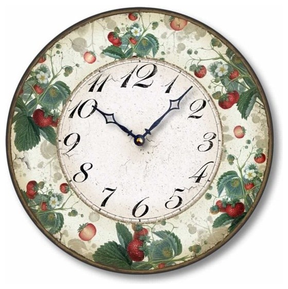 VintageStyle 12 Inch Strawberry Clock, Farmhouse Wall Clocks by