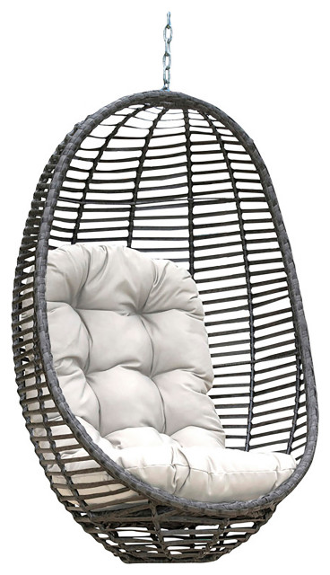 Panama Jack Graphite Woven Hanging Chair With Cushion PJO-1601-GRY-HC/SU-730