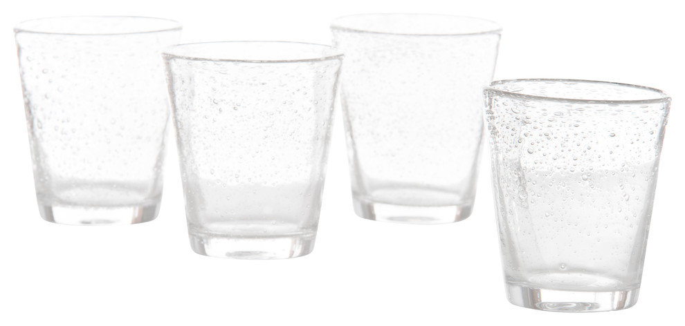 Bubble Water Glasses, Clear, Set of 4, 4.75" Diameter/ 12 OZ Capacity ...