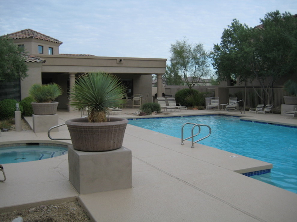 Example of a large backyard rectangular pool design in Phoenix