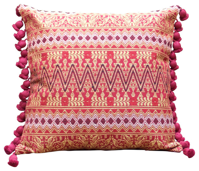 Canyon Tassel Fringe Throw Pillowcase, Burgundy - Southwestern - Pillowcases And Shams - by ...