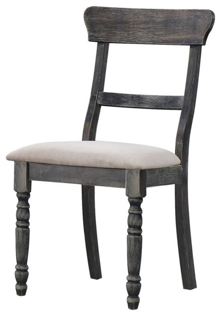 ACME Wallace 2 Pieces Dining Side Chair in Light Brown and Weathered Gray