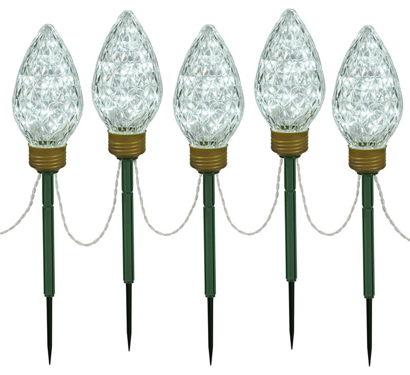 C9 Shape Extra Large Lighted LED Christmas Pathway Markers Lawn Stakes