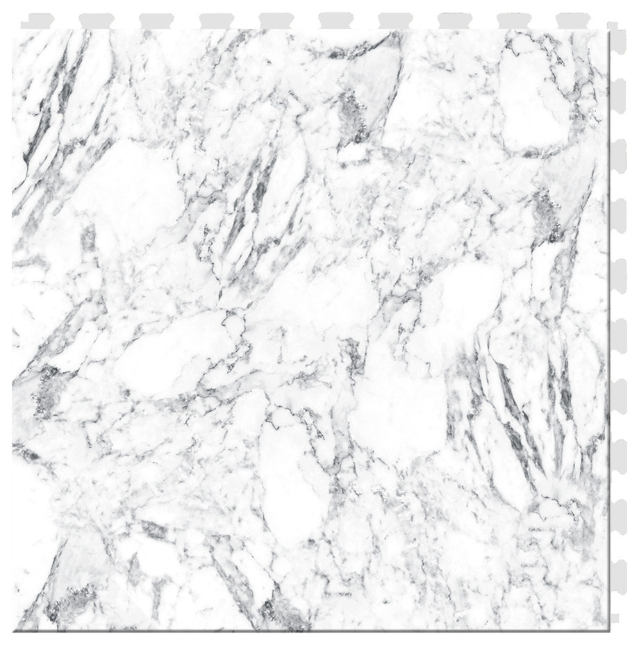 20"x20" White Marble Luxury Vinyl Tile, Set of 6