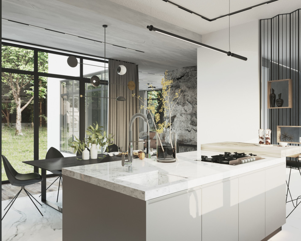 Аристократичный минимализм (кухня-столовая виллы)