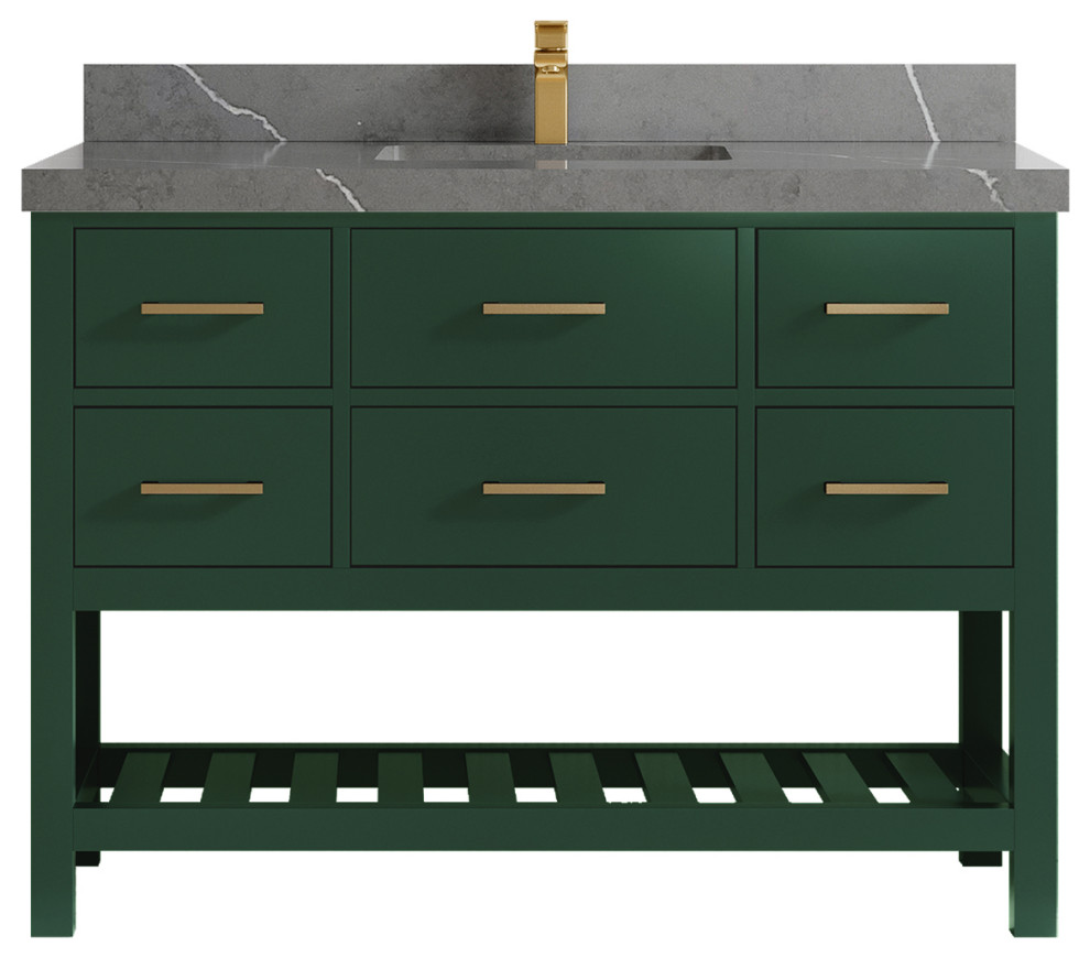 Parker 48 Single Sink Bathroom Vanity Lafayette Green 2" Piatra Gray