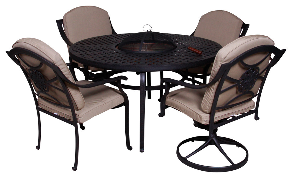 Rockville 6-Piece Fire Pit Table Set in Dining Height