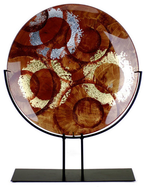 25in Round Platter With Metal Stand 20036 Asian Decorative 25in Round Platter With Metal Stand 20036