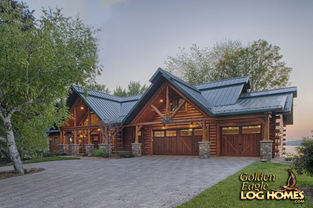 Log Gable Covered Front Entrance Lakehouse 4166al By Golden