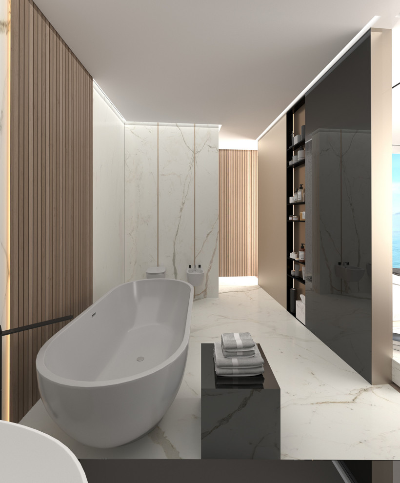 Визуализации интерьера большого дома в современном стиле