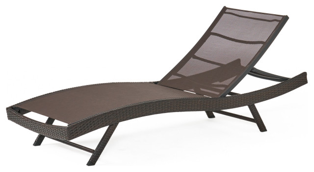 GDF Studio Burnham Outdoor Brown Mesh Chaise Lounge Chair - Tropical -  Outdoor Chaise Lounges - by GDFStudio | Houzz