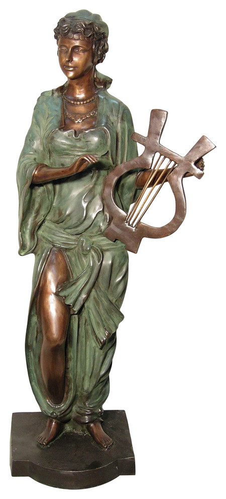 Greco Roman Female Musician Bronze Sculpture