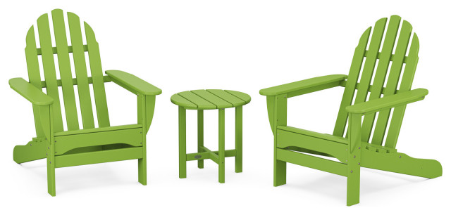 Polywood Classic 3-Piece Adirondack Chair Set With Table, Lime