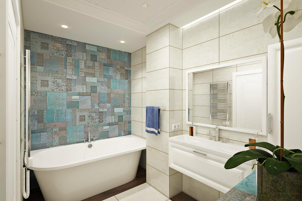 Design ideas for a mid-sized transitional master bathroom in Other.