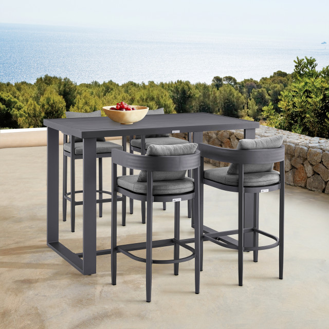Argiope Outdoor Patio Bar Height Dining Table, Aluminum Transitional