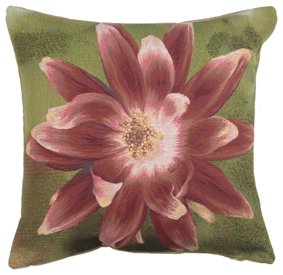 Red Star Flower European Cushion Cover, H 19" x W 19" Contemporary