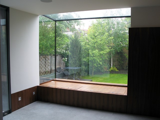 Window Seat With Storage Constructed Within Glass Box Contemporary London By Builders By Design Group Ltd Houzz Uk