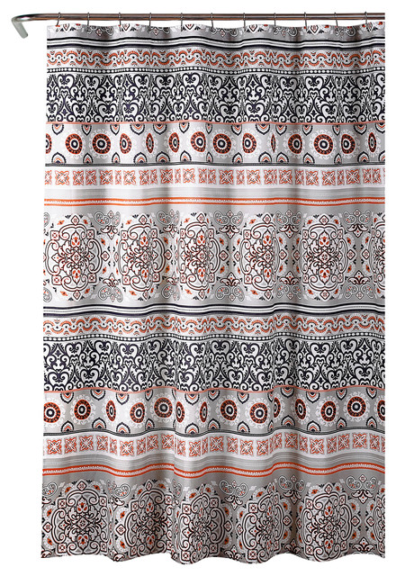 Nesco Stripe Shower Curtain Navy Coral 72 X72 Contemporary