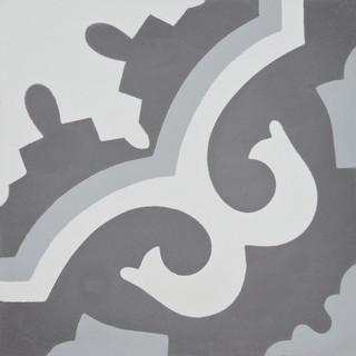 Moroccan Cement Tiles - Tanger Pattern, 8x8 Inch, Black Grey White, Handmade For Floor & Wall (12 Tiles, 5.22 Sq Ft)