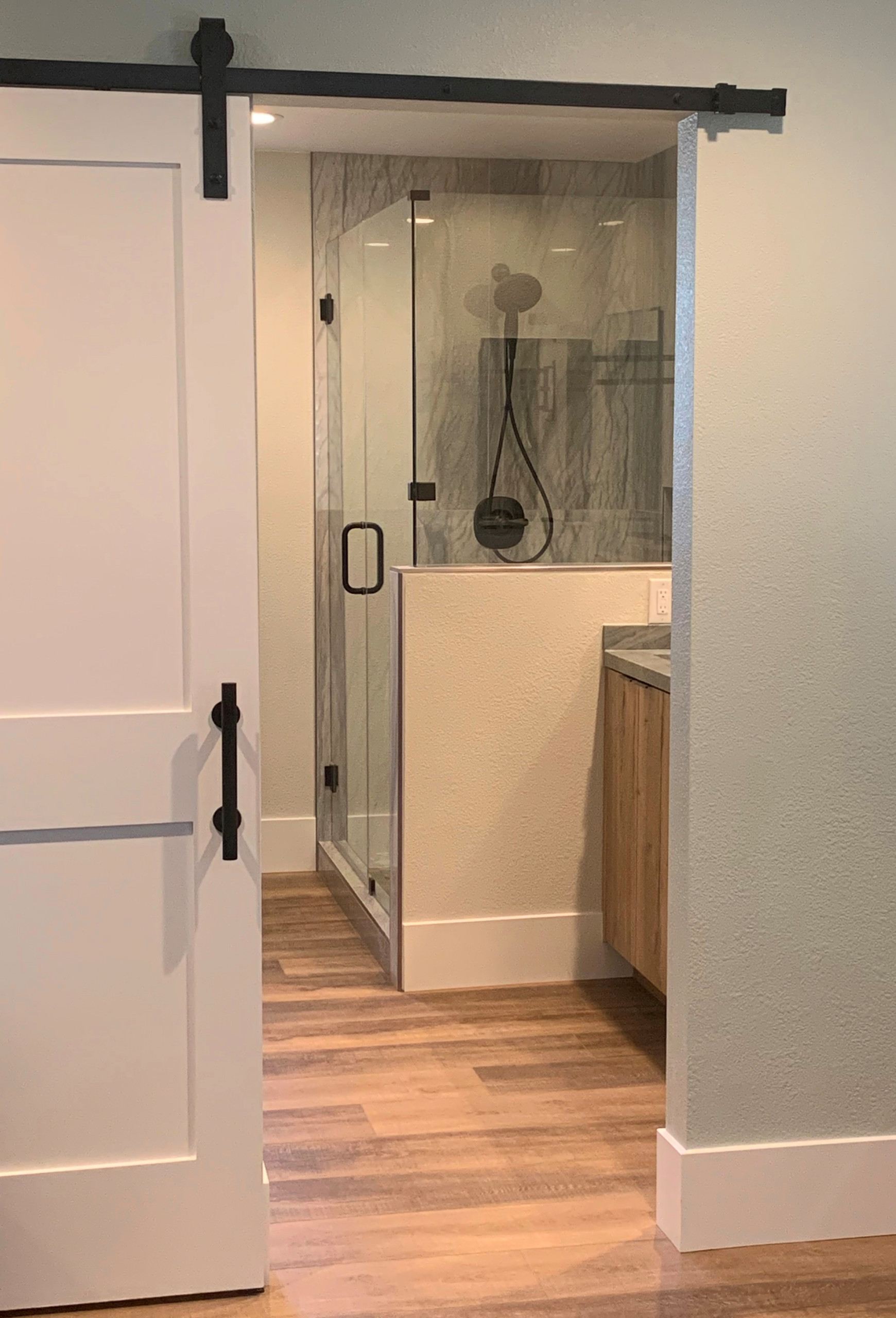 NEW BARN DOOR-New access point allows for 2 new doors-Closet & Bathroom